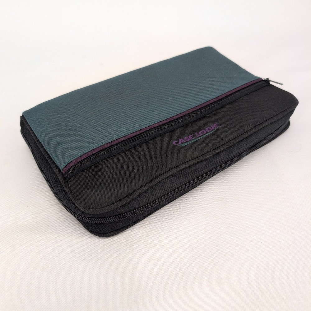Vintage Case Logic CD Wallet Green/Purple Black 24 Capacity Zippered Binder Case
